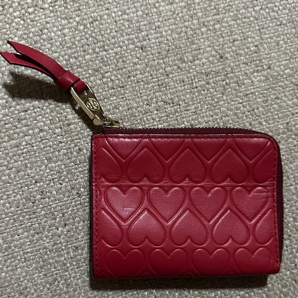 Tory Burch Scarlet Heart Card Wallet/ Coin Purse - Picture 1 of 7